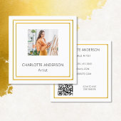 白金ゴールドエレガント写真QRコード スクエア名刺
