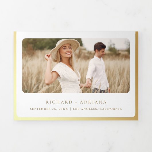 白金ゴールドカトリック結婚教会 三つ折り招待状 (カバー)