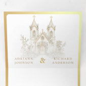 白金ゴールドカトリック結婚教会 三つ折り招待状 (内部最初)