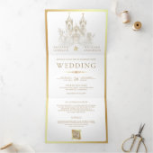 白金ゴールドカトリック結婚教会 三つ折り招待状 (内部)