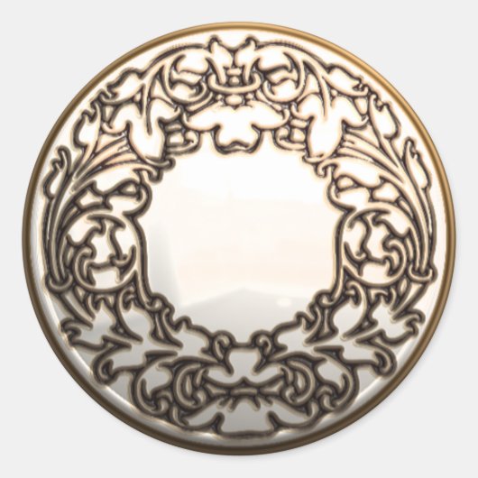 白金ゴールドガラス裁縫ボタンヴィンテージシール ラウンドシール (正面)