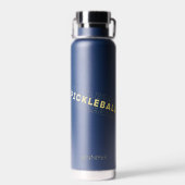 白金ゴールドグラディエントPickleballタイポグラフィ名 ウォーターボトル (背面)