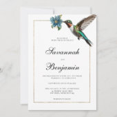 白金ゴールドシンプルカラフルハミングバ結婚ードズ 招待状 (正面)