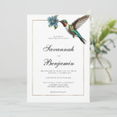 白金ゴールドシンプルカラフルハミングバ結婚ードズ 招待状 (スタンド正面)