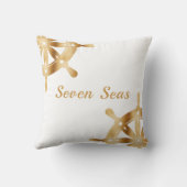 白金ゴールドステアリングホイールヨットボート名 クッション (裏面)