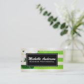 白金ゴールドストライプ |バナナの葉の白い花 名刺 (スタンド正面)