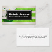 白金ゴールドストライプ |バナナの葉の白い花 名刺 (正面/裏面)