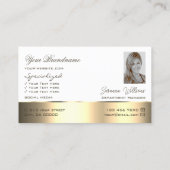 白金ゴールドデコールかわいいバラの花と写真 名刺 (裏面)