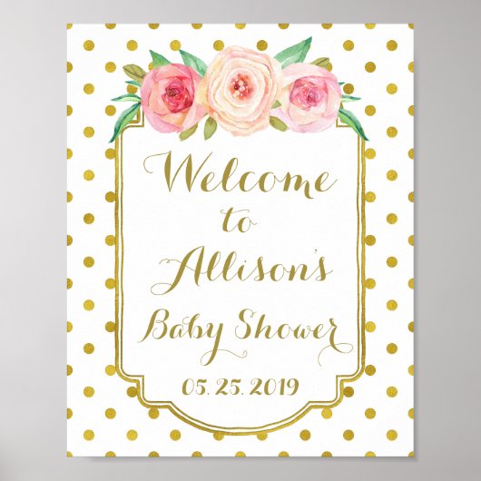 白金ゴールドドットカスタムウェルカムサイン ポスター (正面)