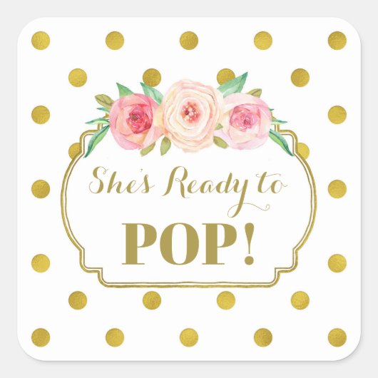 白金ゴールドドット彼女がメッセージカードに準備ポップ・アートの スクエアシール (正面)