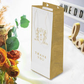 白金ゴールドフォトクラウンモノグラム結婚の ワインギフトバッグ
