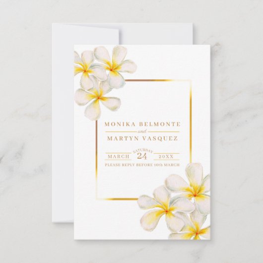 白金ゴールドフランギ結婚パニの花 出欠カード (正面)