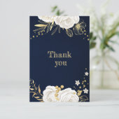 白金ゴールドフローラネイビーブルー サンキューカード (スタンド正面)