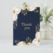 白金ゴールドフローラネイビーブルー サンキューカード (スタンド正面)