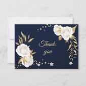 白金ゴールドフローラネイビーブルー サンキューカード (正面)
