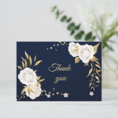 白金ゴールドフローラネイビーブルー サンキューカード (スタンド正面)