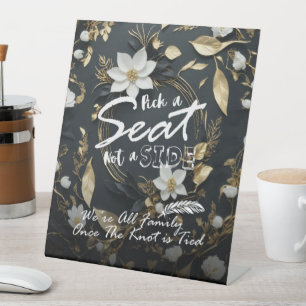 白金ゴールドフローラリースオープンシー結婚ティングのサイン 台座サイン