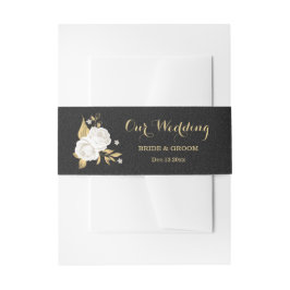 白金ゴールドフローラ結婚ブラック 招待状ベリーバンド