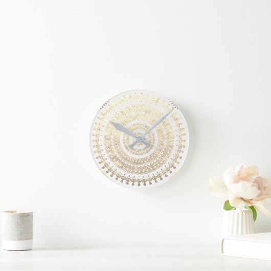 白金ゴールドボホトバルサークルマンダラメタリックエフ ラウンド壁時計 (ホーム)