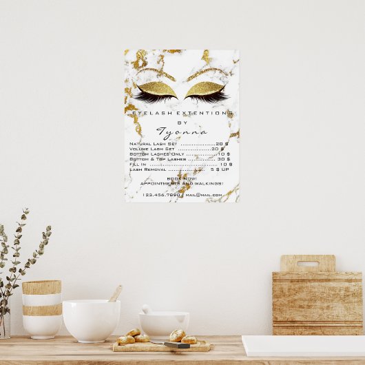 白金ゴールドメイクアップ目まぶし内線価格表 ポスター (キッチン)