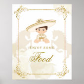 白金ゴールドメキシコ男の子バプテスマ1歳の誕生日の食べ物 ポスター (正面)