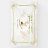 白金ゴールドメキシコ男の子バプテスマ1歳の誕生日ラージ 横断幕 (縦)