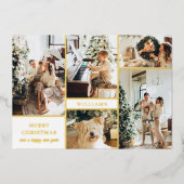 白金ゴールドモダンコラージュメリークリスマス 箔シーズンカード (正面)