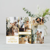 白金ゴールドモダンコラージュメリークリスマス 箔シーズンカード (立ち正面)