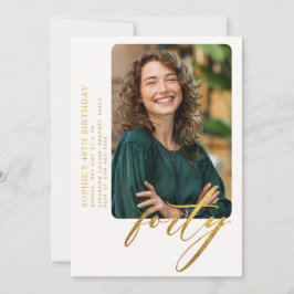 白金ゴールドモダン書道40歳の誕生日の写真 招待状