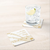 白金ゴールドモダン甘い音楽ハッピーアニバーサリー スクエアペーパーコースター (インサイチュ)