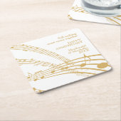 白金ゴールドモダン甘い音楽ハッピーアニバーサリー スクエアペーパーコースター (アングル)