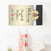 白金ゴールドリボン赤いダイヤ結婚モンドのバナー 横断幕 (インサイチュ)