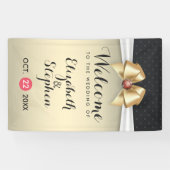 白金ゴールドリボン赤いダイヤ結婚モンドのバナー 横断幕 (横)