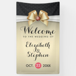 白金ゴールドリボン赤いダイヤ結婚モンドのバナー 横断幕