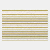 白金ゴールドレースストライプパターン ラッピングペーパーシート (正面3)