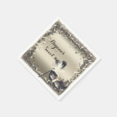 白金ゴールド仮装マスクボエレガントールパーティー スタンダードカクテルナプキン (角)