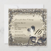 白金ゴールド仮装マスクボエレガントールパーティー 招待状 (裏面)