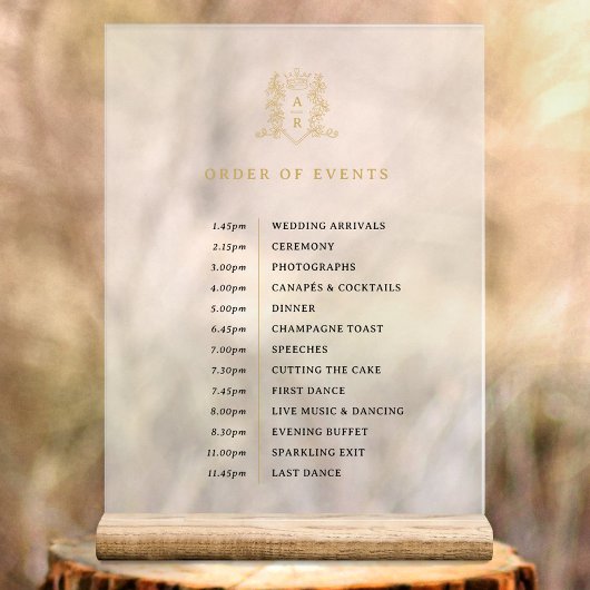 白金ゴールド冠モノグラムイベントの結婚順序 アクリルサイン