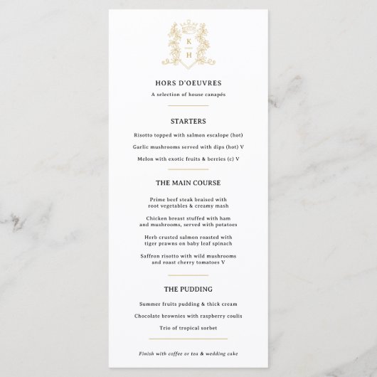 白金ゴールド冠モノグラム結婚の メニュー (裏面)