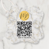 白金ゴールド大理石ビジネスQrコードのパッケージラベル フェイバータグ (正面)
