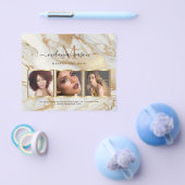 白金ゴールド大理石メイクアップアーティストフォトフラエレガントイ チラシ (シングル)