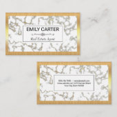 白金ゴールド大理石 | 金ゴールド金属フレームルクス 名刺 (正面/裏面)