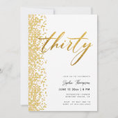 白金ゴールド幾何学模様エレガントグリッター30歳の誕生日 招待状 (正面)