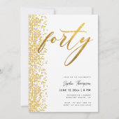 白金ゴールド幾何学模様エレガントグリッター40歳の誕生日 招待状 (正面)