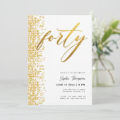 白金ゴールド幾何学模様エレガントグリッター40歳の誕生日 招待状 (スタンド正面)