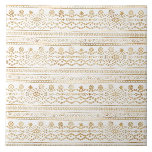 白金ゴールド幾何学的アステカ部族 タイル (正面)