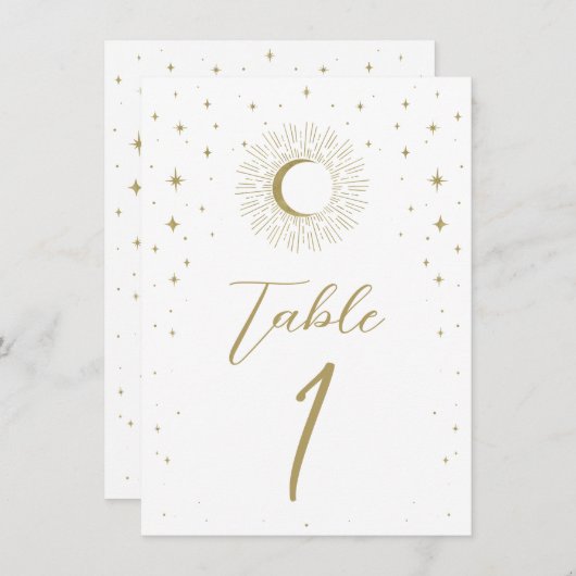 白金ゴールド星天日が差すこと表番号 招待状 (正面/裏面)