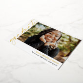 白金ゴールド書道写真卒業 箔招待状 (回転した状態)