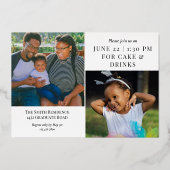 白金ゴールド書道写真卒業 箔招待状 (裏面)