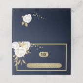 白金ゴールド植物幾何学ネイビーブルー プレイスカード (外部開封)